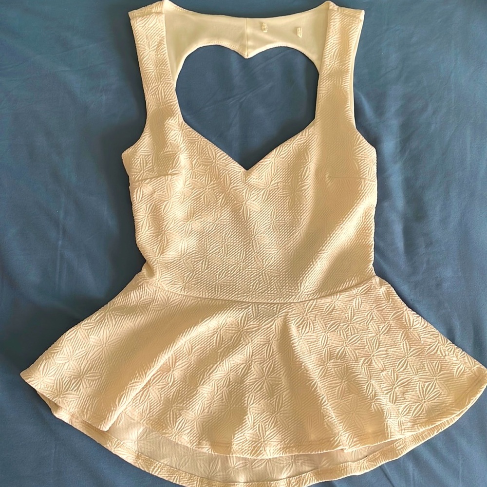 Ivory/ cream blouse with Heart on back